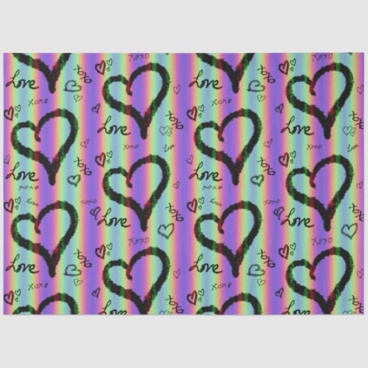 Scribble Love Xoxo Heart Stripe Tissue Paper Tissuepapier (Voorkant)