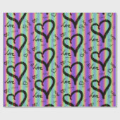 Scribble Love Xoxo Heart Stripe Wrapping Paper Cadeaupapier (Vlak)