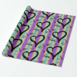 Scribble Love Xoxo Heart Stripe Wrapping Paper Cadeaupapier