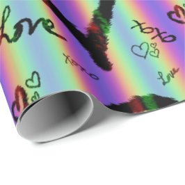 Scribble Love Xoxo Heart Stripe Wrapping Paper Cadeaupapier