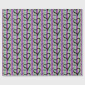 Scribble Love Xoxo Heart Stripe Wrapping Paper Cadeaupapier (Vlak)
