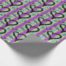 Scribble Love Xoxo Heart Stripe Wrapping Paper