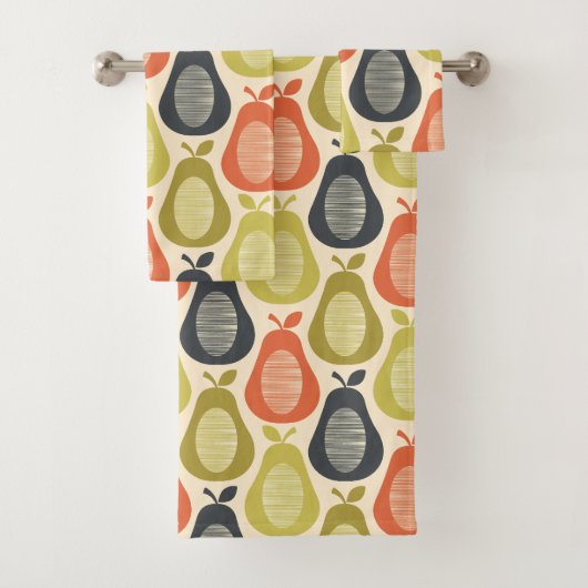 Scribble Pear Multi kleuren, moderne retro stijl Bad Handdoek (Insitu)