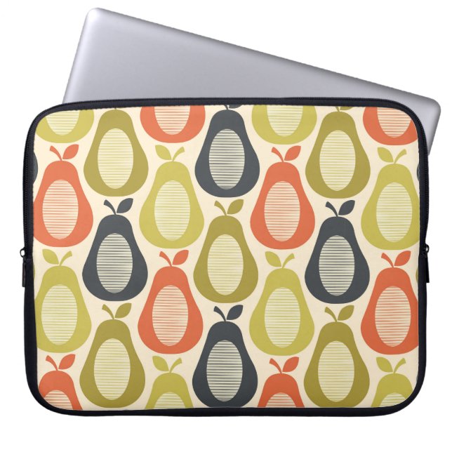 Scribble Pear Multi kleuren, moderne retro stijl Laptop Sleeve (Voorkant)