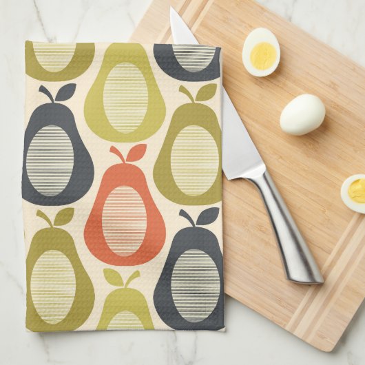 Scribble Pear Multi kleuren, moderne retro stijl Theedoek (Quarter Fold)