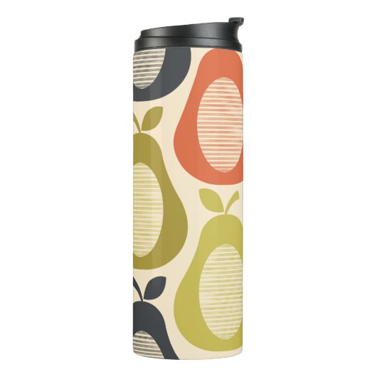 Scribble Pear Multi kleuren, moderne retro stijl Thermosbeker (Gedraaid links)