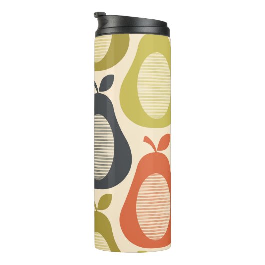 Scribble Pear Multi kleuren, moderne retro stijl Thermosbeker (Geroteerd rechts)