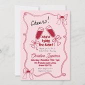 Scribble Red Bow Cheers Vrijgezellenfeest Kaart (Voorkant)