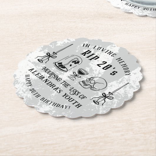 Scribble RIP 20s Dood aan mijn jeugd 30e verjaarda Kartonnen Onderzetters (Gekanteld)