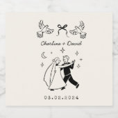 Scribble Sketch Wedding Bottle Sticker (Enkel label)
