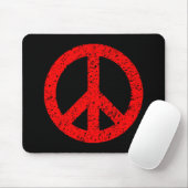 Scribble Stenciled Peace Symbol - Rood op zwart Muismat (Met muis)