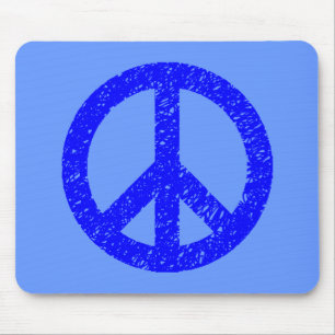 Scribble Stenciled Peace Symbol - Shades of Blue Muismat