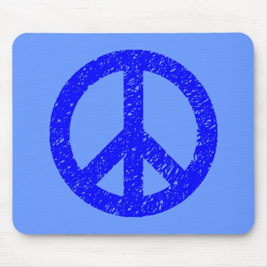Scribble Stenciled Peace Symbol - Shades of Blue Muismat (Voorkant)