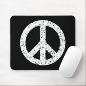 Scribble Stenciled Peace Symbol - White on Black Muismat (Met muis)