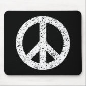 Scribble Stenciled Peace Symbol - White on Black Muismat (Voorkant)