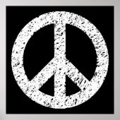 Scribble Stenciled Peace Symbol - White on Black Poster (Voorkant)