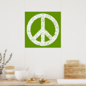 Scribble Stenciled Peace Symbol - White op Avocad Poster (Keuken)