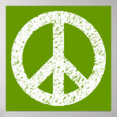 Scribble Stenciled Peace Symbol - White op Avocad Poster (Voorkant)