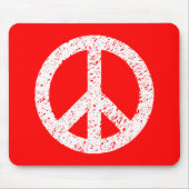 Scribble Stenciled Peace Symbol - Wit op rood Muismat (Voorkant)