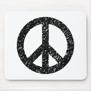Scribble Stenciled Peace Symbol - Zwart op wit Muismat