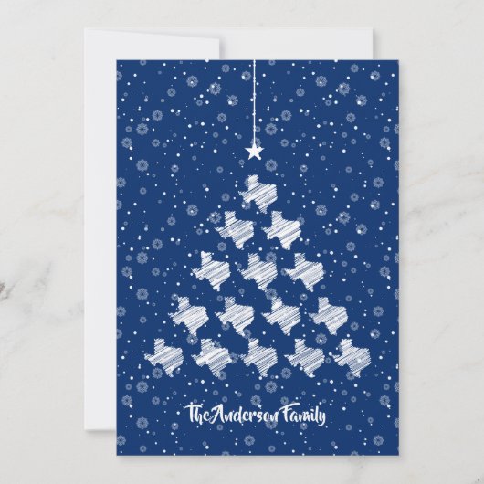 Scribble Texas kerstboom op blauw Feestdagenkaart (Voorkant)