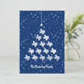 Scribble Texas kerstboom op blauw Feestdagenkaart (Staand voorkant)