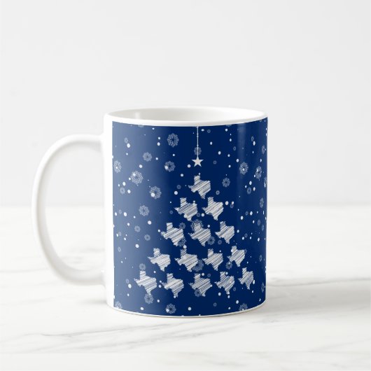 Scribble Texas kerstboom op blauw Koffiemok (Links)