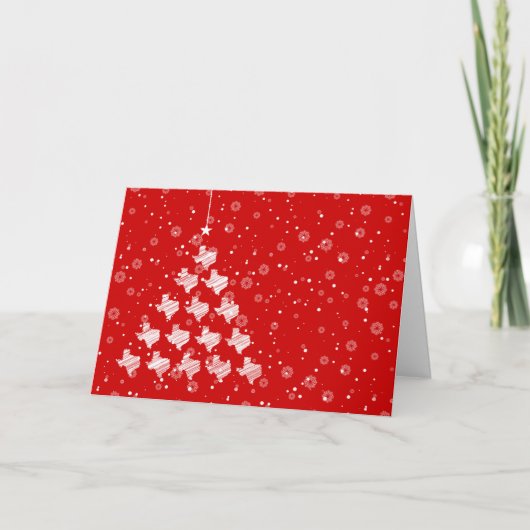 Scribble Texas kerstboom op Red Holiday Card Feestdagen Kaart (Voorkant)