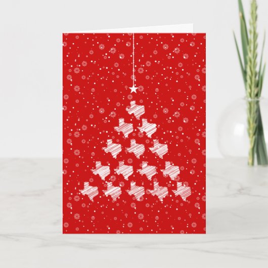Scribble Texas kerstboom op Red Holiday Card Feestdagen Kaart (Voorkant)