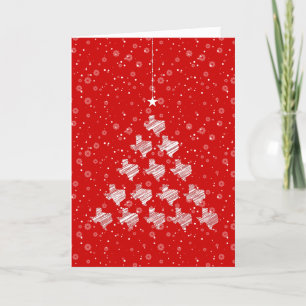 Scribble Texas kerstboom op Red Holiday Card Feestdagen Kaart