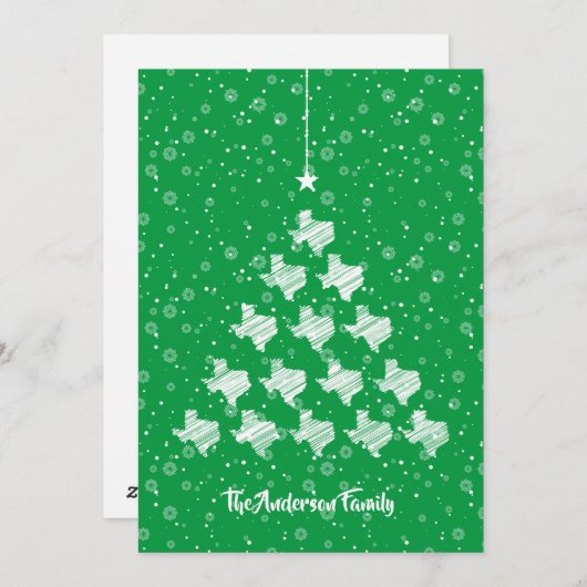 Scribble Texas Kerstmis Tree on Green Holiday Ca Feestdagenkaart (Voorkant / Achterkant)
