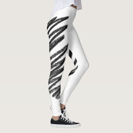 Scribble Yoga Broek, zwart en wit Leggings (Rechts)