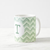 Scribble Zig Zag Monogram in Groen naar Blauw Koffiemok (Voorkant rechts)