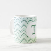 Scribble Zig Zag Monogram in Groen naar Blauw Koffiemok (Voorkant links)