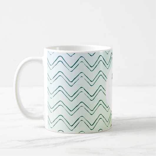 Scribble Zig Zag Monogram in Groen naar Blauw Koffiemok (Links)