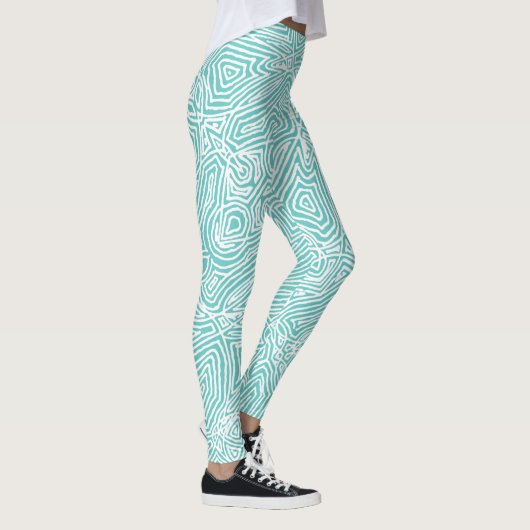 Scribbleafdrukken Blauwgroen Leggings (Rechts)