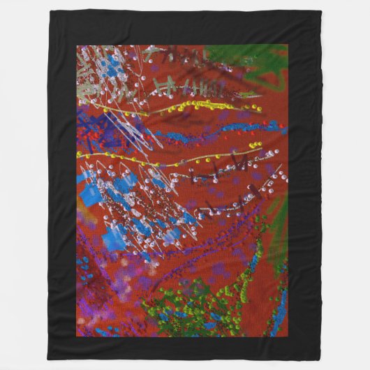 Scribbled Flowers Graffiti Fleece Deken (Voorkant)