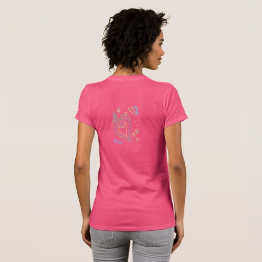 Scribbled Hearts Abstracte Kunst om te Draag T-shirt (Achterkant volledig)