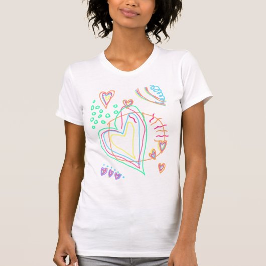 Scribbled Hearts Abstracte Kunst om te Draag T-shirt (Voorkant)