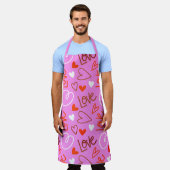Scribbled Love Hearts Apron Schort (Gedragen)