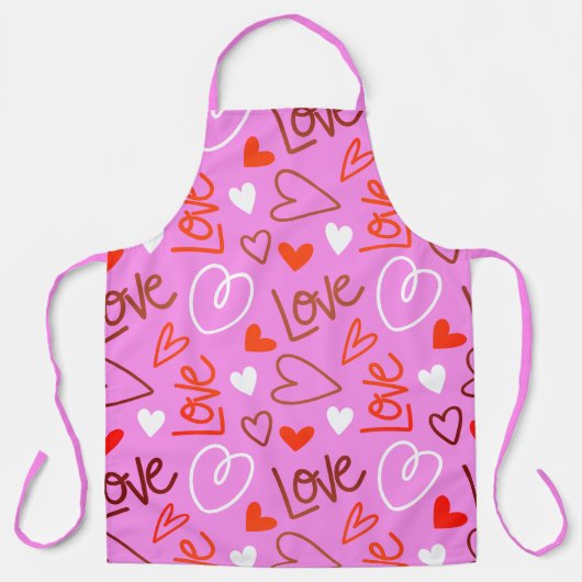 Scribbled Love Hearts Apron Schort (Voorkant)