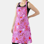 Scribbled Love Hearts Apron Schort (Insitu)