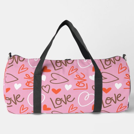 Scribbled Love Hearts Duffel Bag Plunjezak (Voorkant)