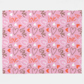 Scribbled Love Hearts Fleece Deken (Voorkant (Horizontaal))