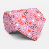 Scribbled Love Hearts Necktie Stropdas (Opgerold)