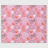 Scribbled Love Hearts Wrapping Paper Cadeaupapier (Vlak)