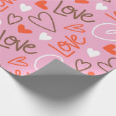 Scribbled Love Hearts Wrapping Paper Cadeaupapier (Hoek)
