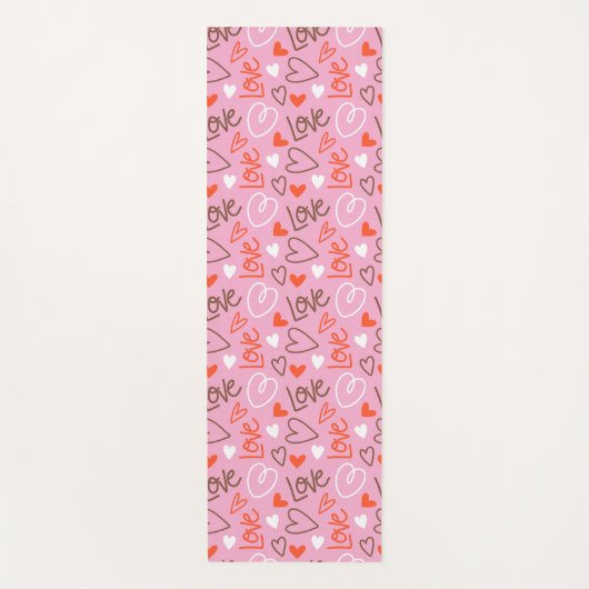 Scribbled Love Hearts Yoga mat (Voorkant)
