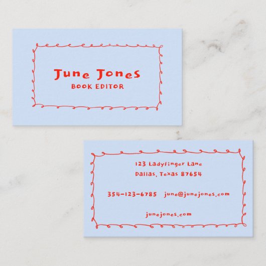 Scribbled Potlood Loops Doodle Handmade Whimsical Visitekaartje (Voorkant / Achterkant)