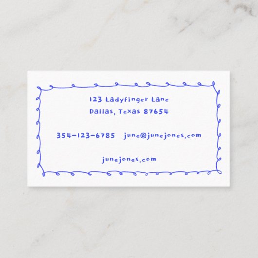 Scribbled Potlood Loops Doodle Handmade Whimsical Visitekaartje (Achterkant)